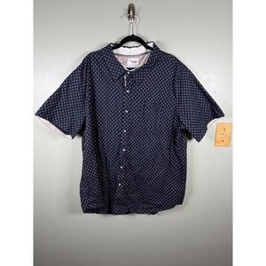 Voyage Men's 3XL Navy Palm Tree Print Short Sleeve Button Up Shirt